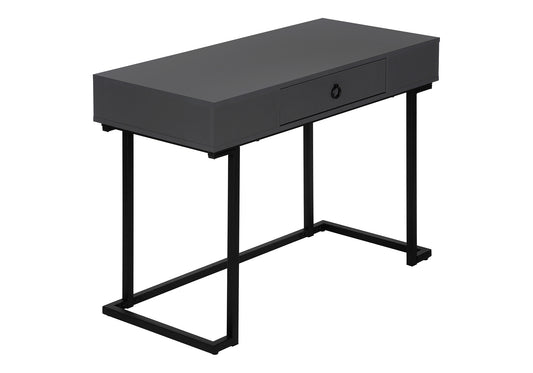 Computer Desk, Home Office, Laptop, Storage Drawers, 42"l, Work, Grey Laminate, Black Metal, Contemporary, Modern