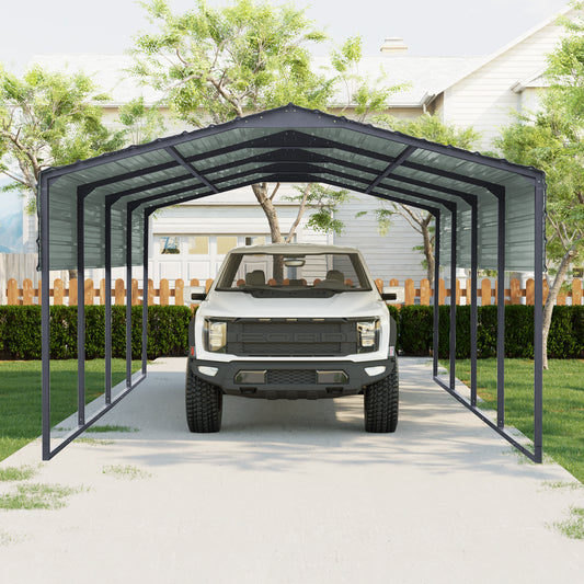 12x20 FT Metal Carport,Heavy Duty Canopy Galvanized Steel Outdoor Garage for Snow,Waterproof Car Shelter