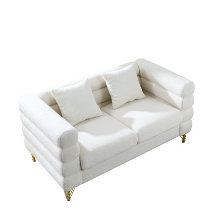 3-seater + 3-seater Combination sofa.White teddy(Ivory)