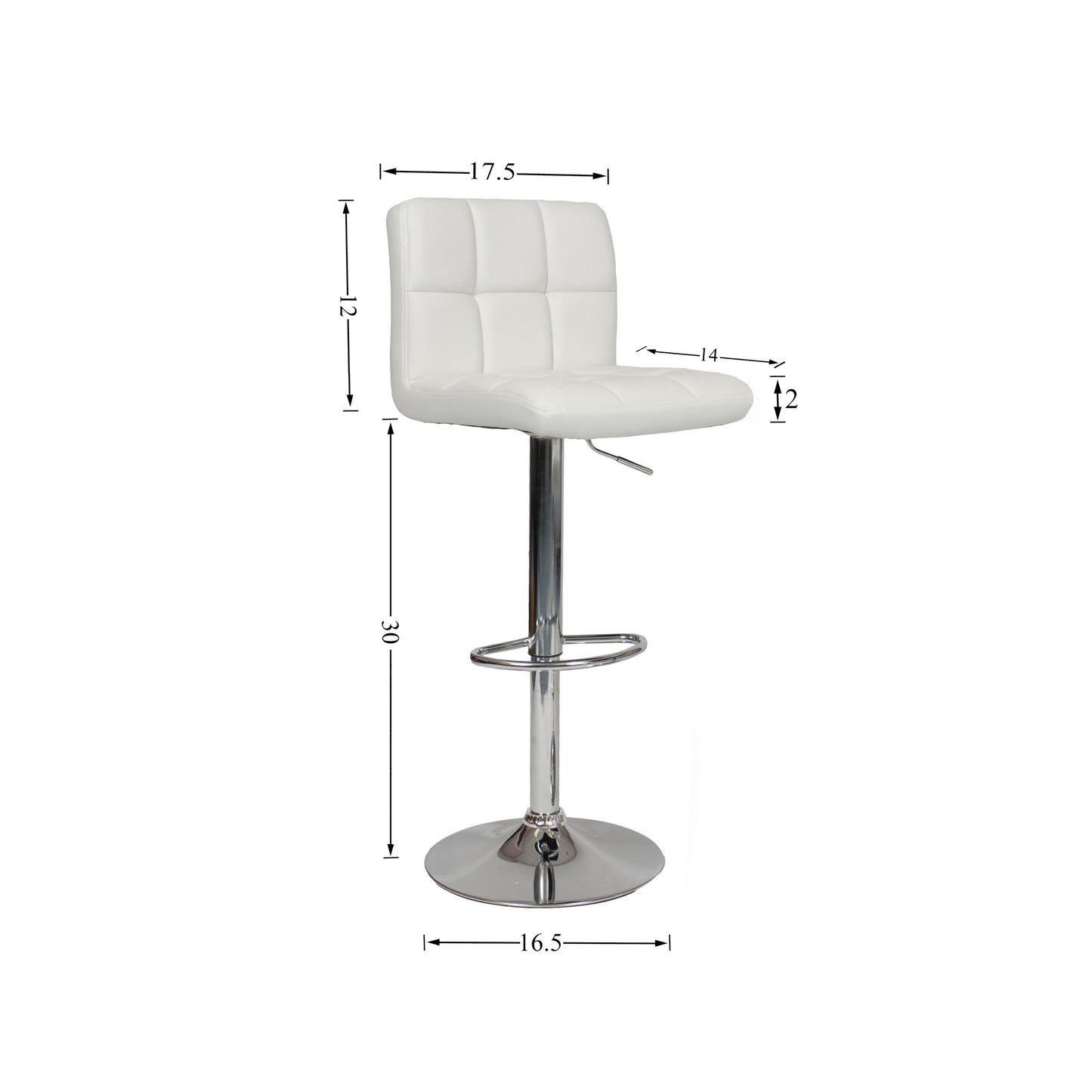 Swivel Faux Leather Adjustable Hydraulic Bar Stool, Set of 2, White