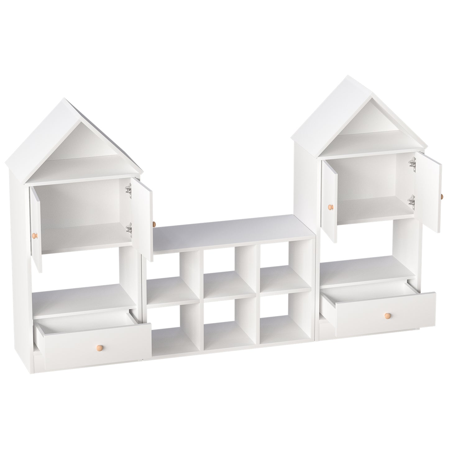 Versatile Children's Bookshelf with House-Shaped Design, Multi-Functional Storage for Books and Toys, Adjustable Placement, Durable Kids Organizer for Playroom or Bedroom Easy Assembly & Safe for Kid