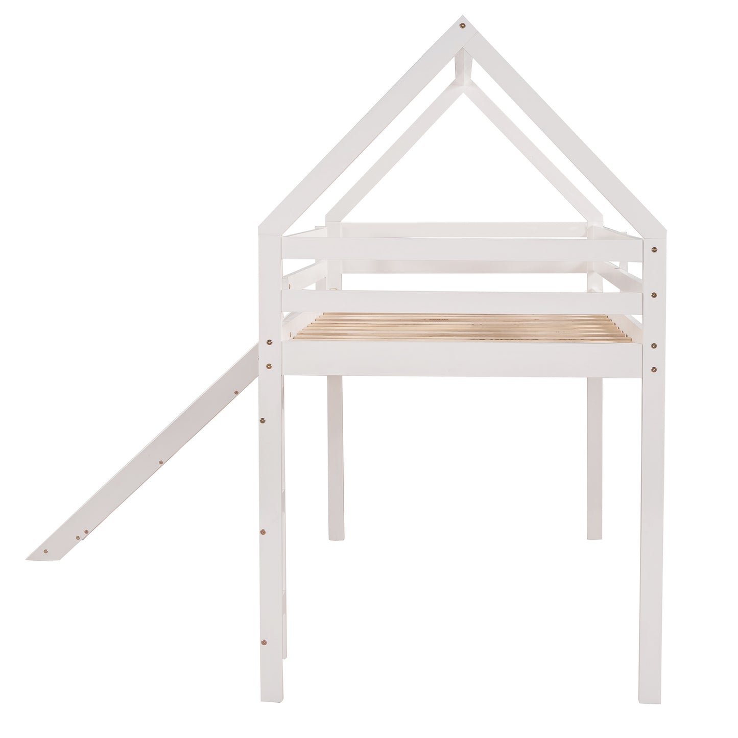 Twin Size Loft Bed with Slide, House Bed with Slide,White(OLD SKU :WF281158AAK)