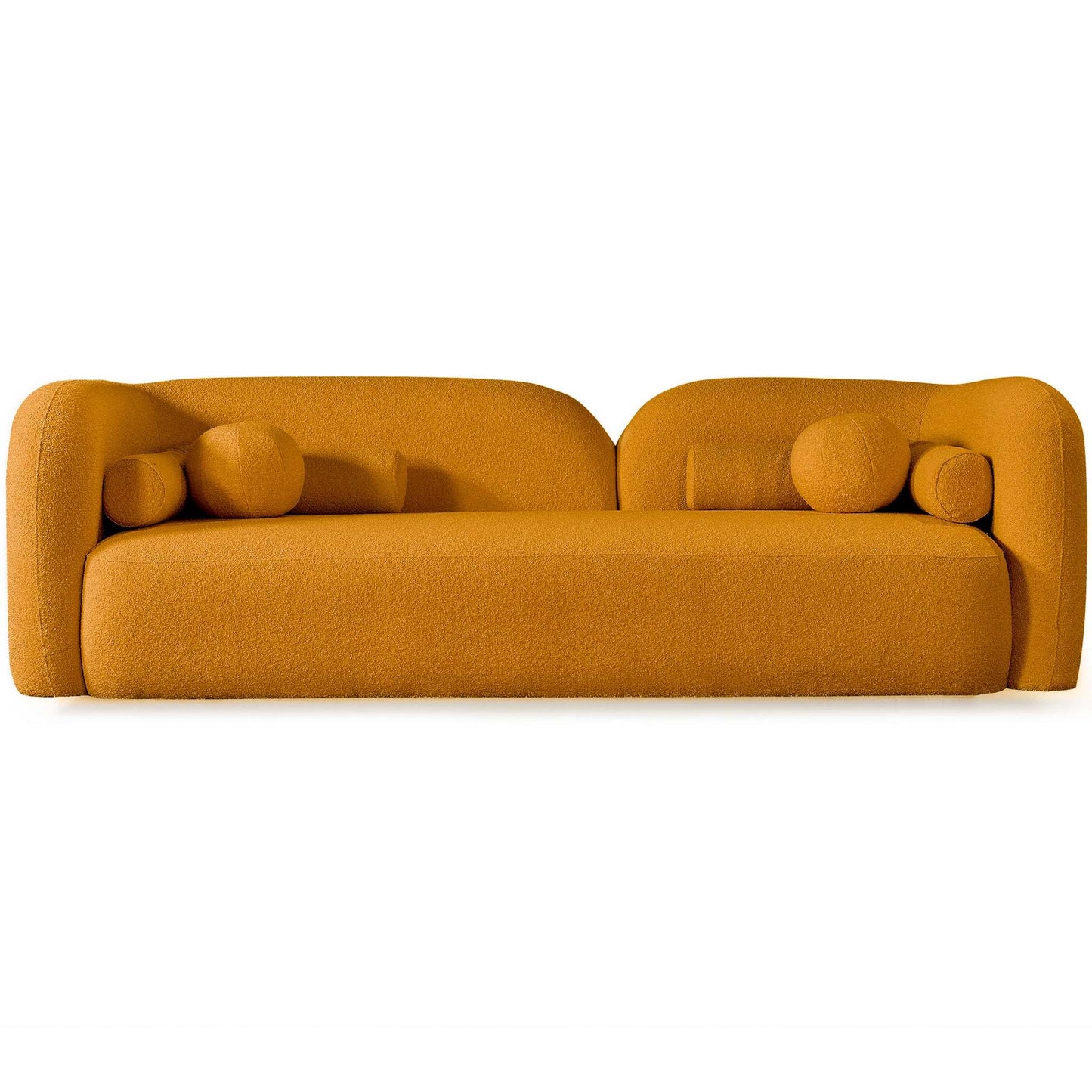 Donna Japandi Style Boucle Sofa with Comfort and Style in Dark Yellow Rustic Finish 93 x 35 x 29.5 inches