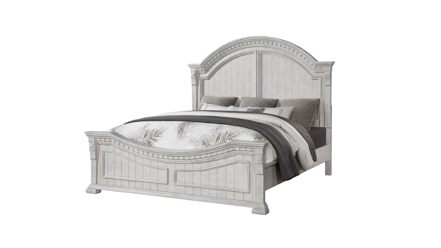 Transitional Style 4 Pc King Bedroom Set Made with Wood in Antique White