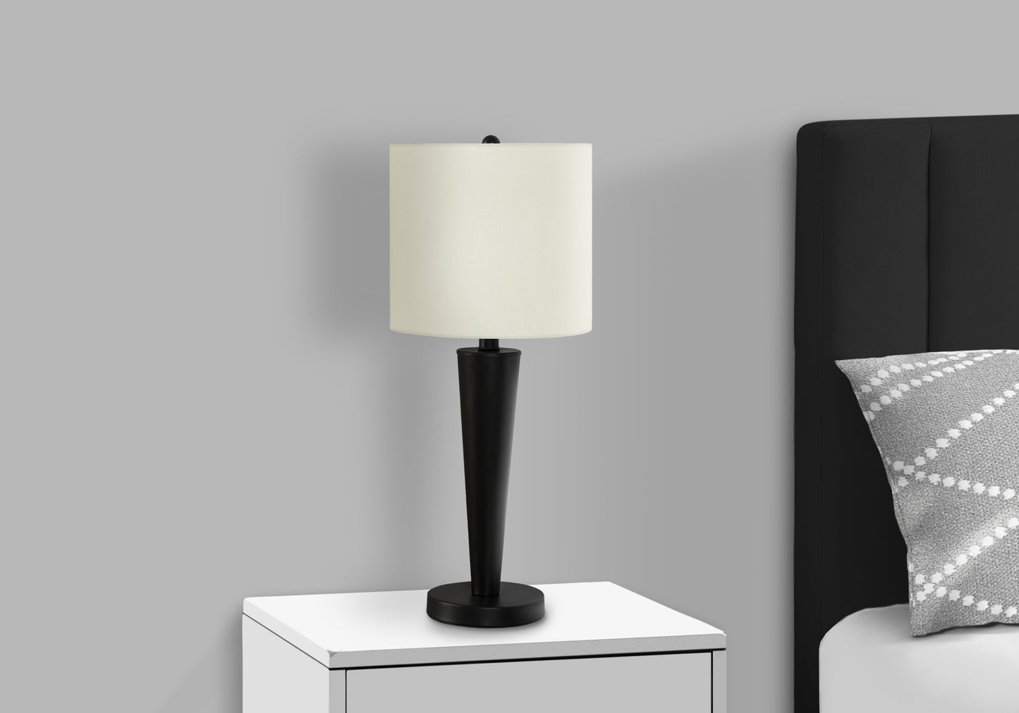 Lighting, Set Of 2, 24"h, Table Lamp, Usb Port Included, Black Metal, Ivory / Cream Shade, Contemporary