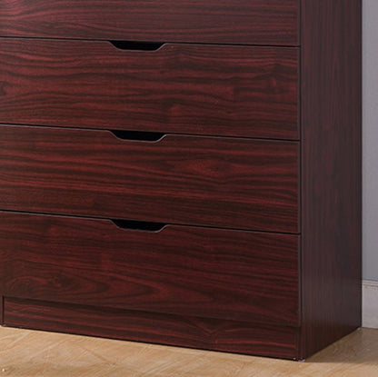 Functional 5 Drawer Chest in Mahogany Finish