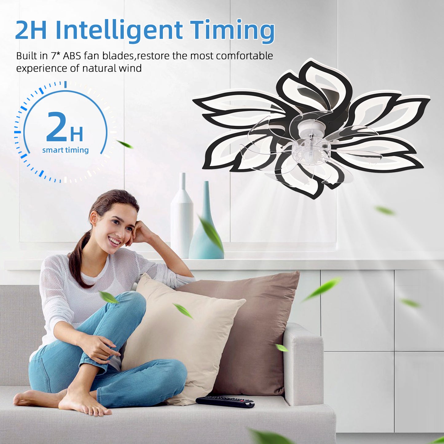 25.5In Ceiling Fan with Lights, Remote Control 3 Color Temperatures,6 Gear wind Speed Fan Light