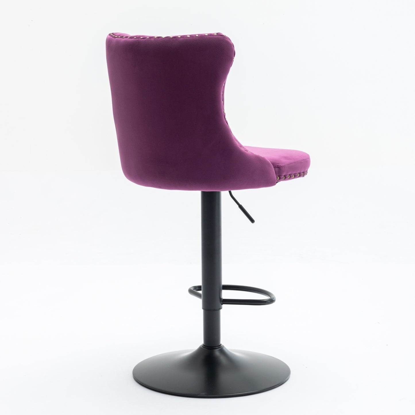 Swivel Velvet Barstools Adjusatble Seat Height from 25-33 Inch,17.7inch base, Modern Upholstered Bar Stools with Backs Comfortable Tufted for Home Pub and Kitchen Island,Purple,Set of 2,SW1812PP