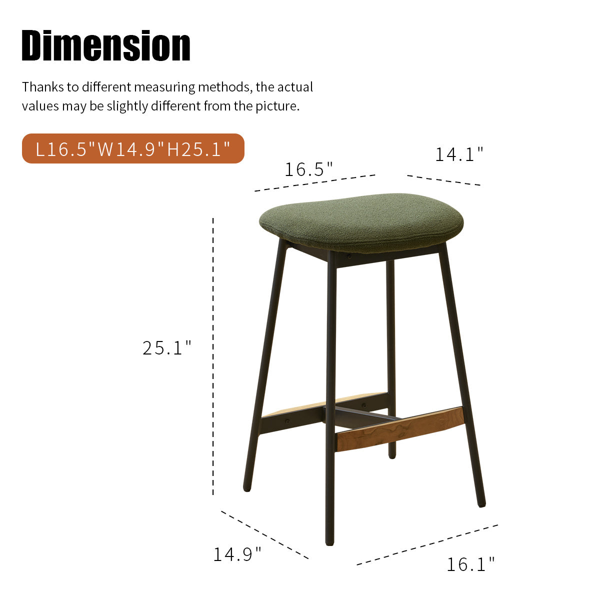 Modern Set of 2 Bar Stools Comfortable & Stylish Counter Height and Bar Height Bar Stools,Soft Fabric Upholstered, Backless for Kitchen, Dining Room Bar Chairs