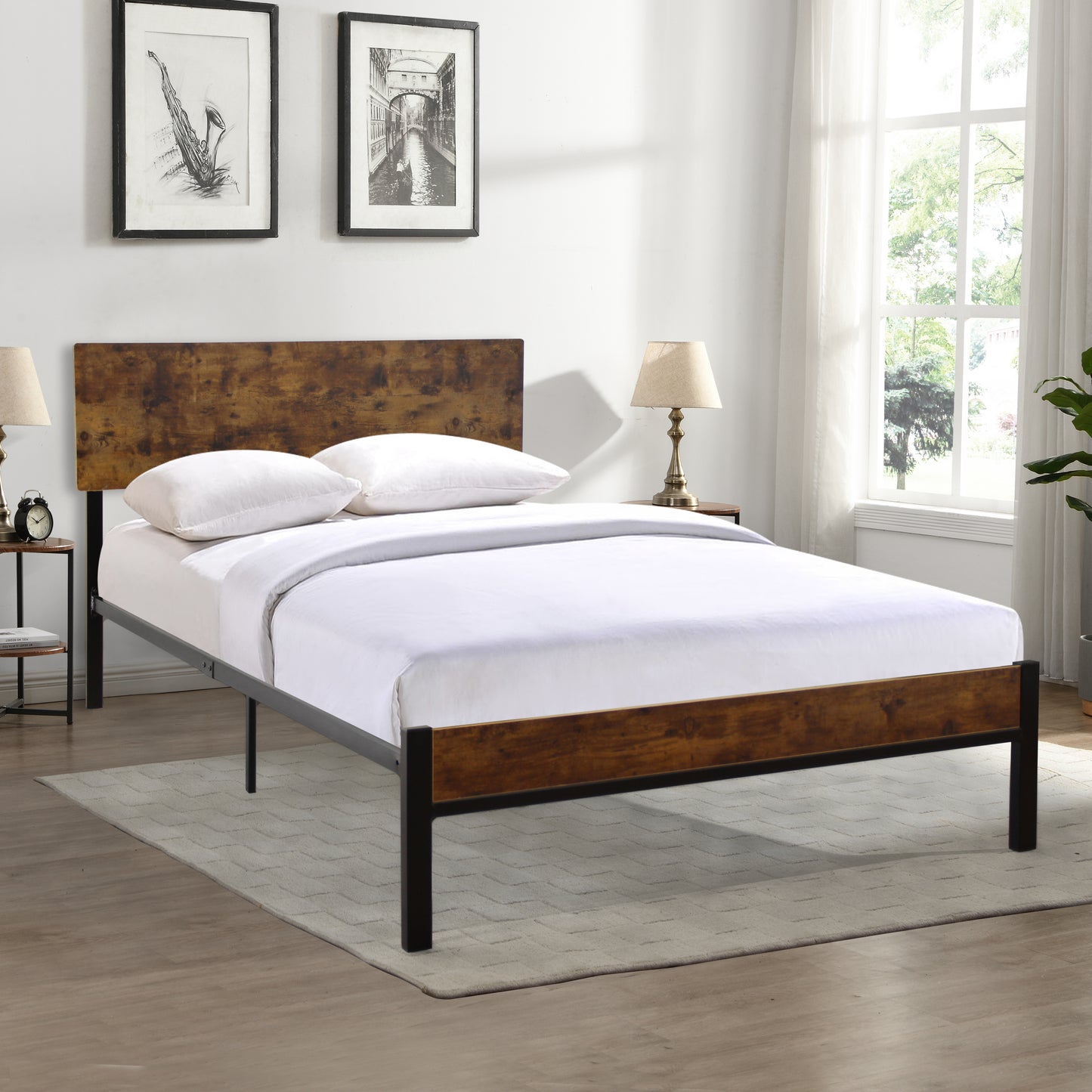 Twin Size metal bed Sturdy System Metal Bed Frame,Modern style and comfort to any bedroom,black