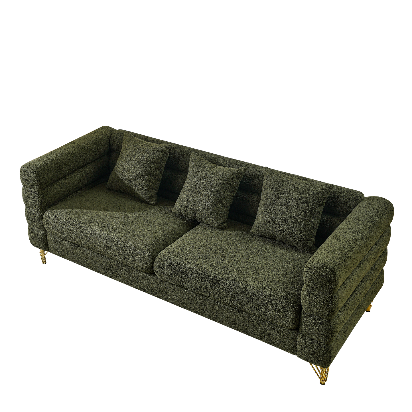 3-seater + 2-seater Combination sofa.Green teddy