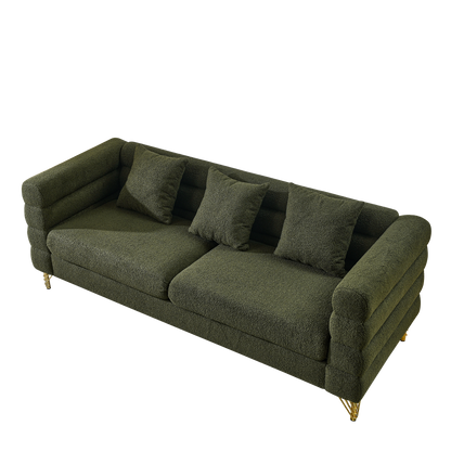 3-seater + 2-seater Combination sofa.Green teddy