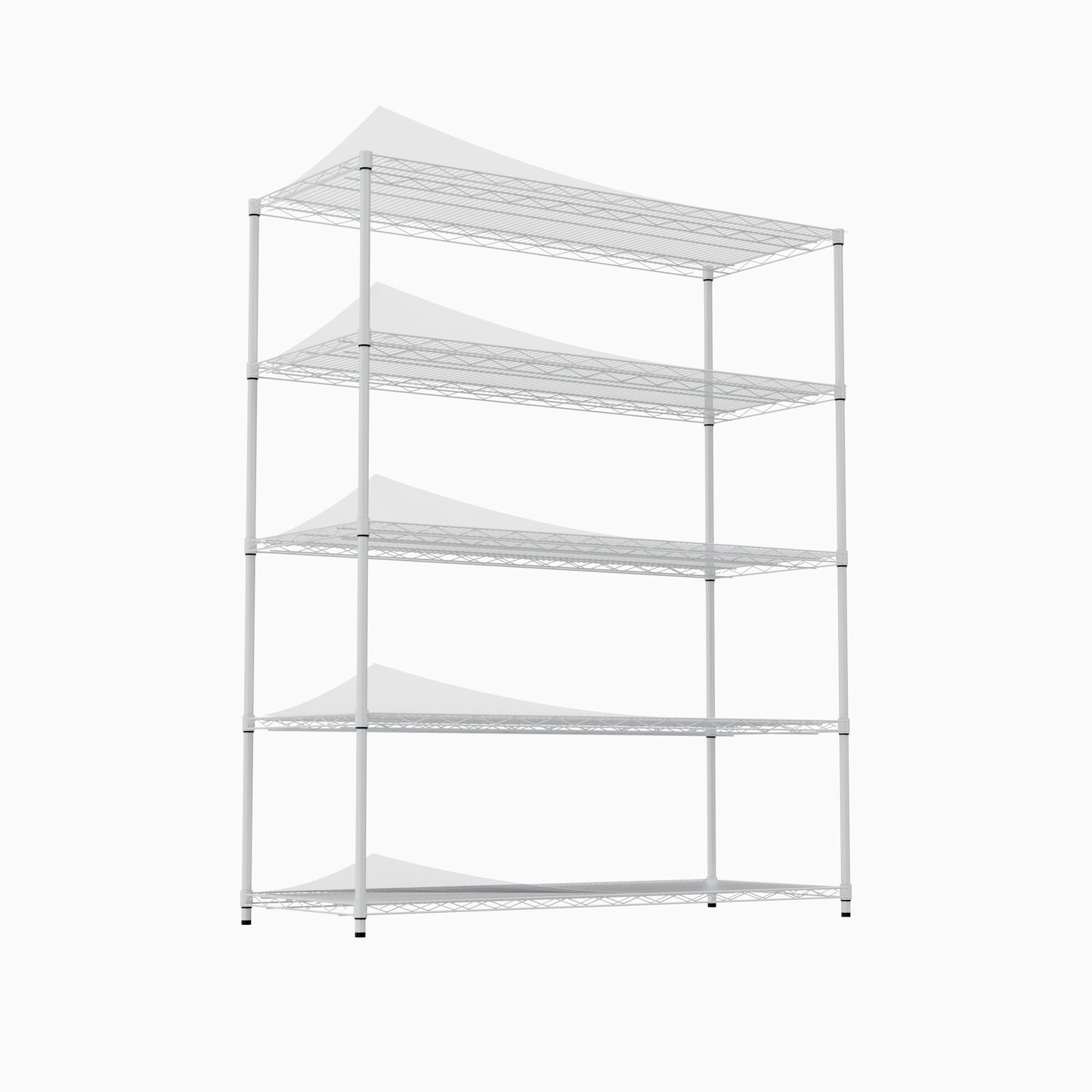 5-tier heavy-duty adjustable shelving and racking, 300 lbs. per wire shelf, with wheels and shelf liners, for warehouses, supermarkets, kitchens, etc. 59.45 "L × 24.02 "W × 71.65 "H,White