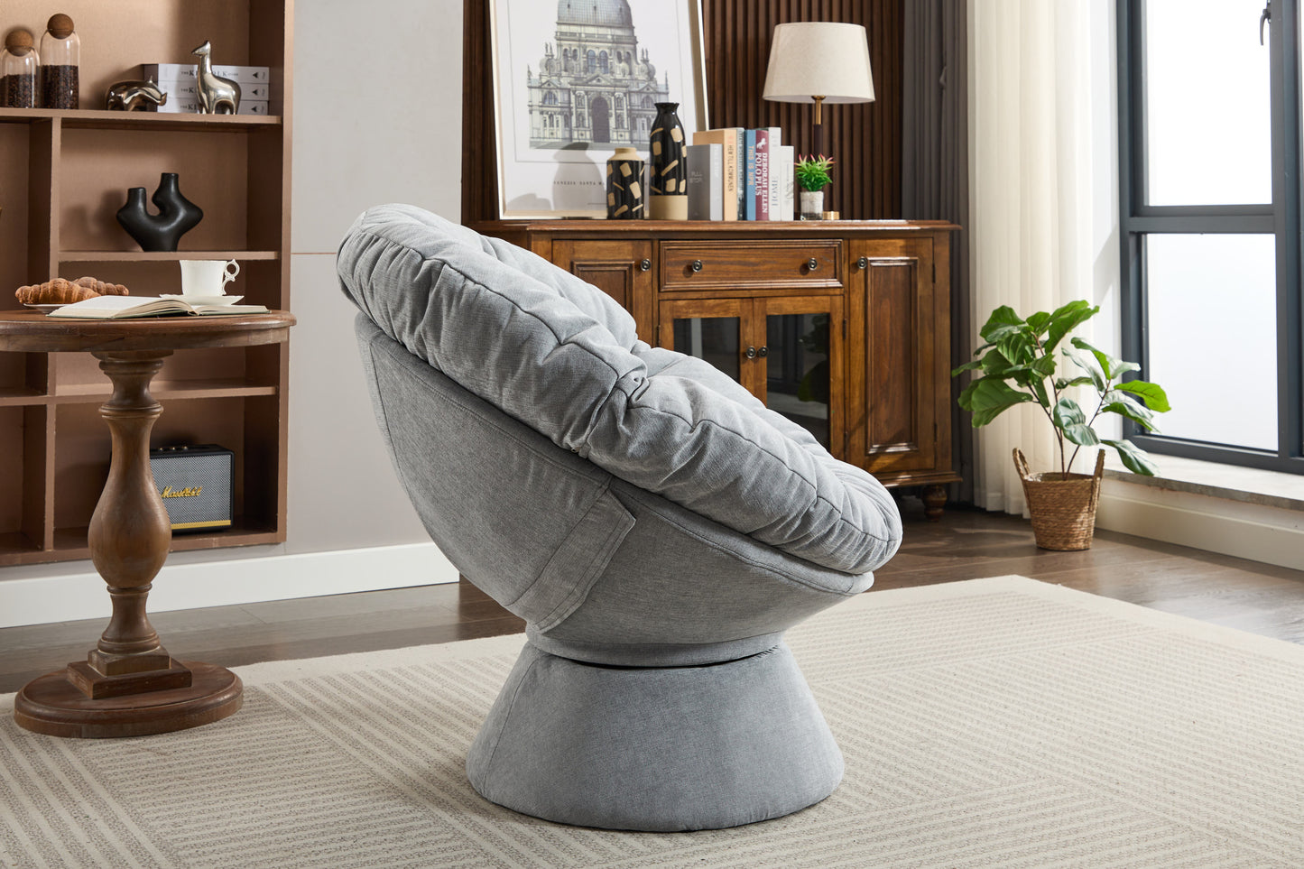 Oversized Swivel Accent Chair, 360 Swivel Barrel Chair, Papasan Chair for Living Room Bedroom