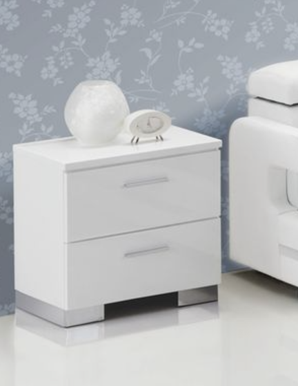 Lorimar White & Chrome Leg Finish Nightstand
