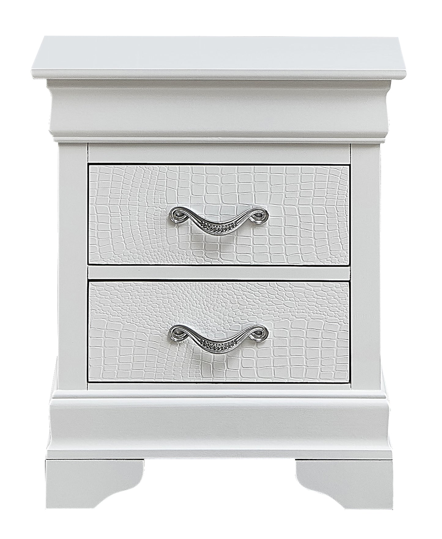Elegant Transitional Nightstand In Silver Champagne