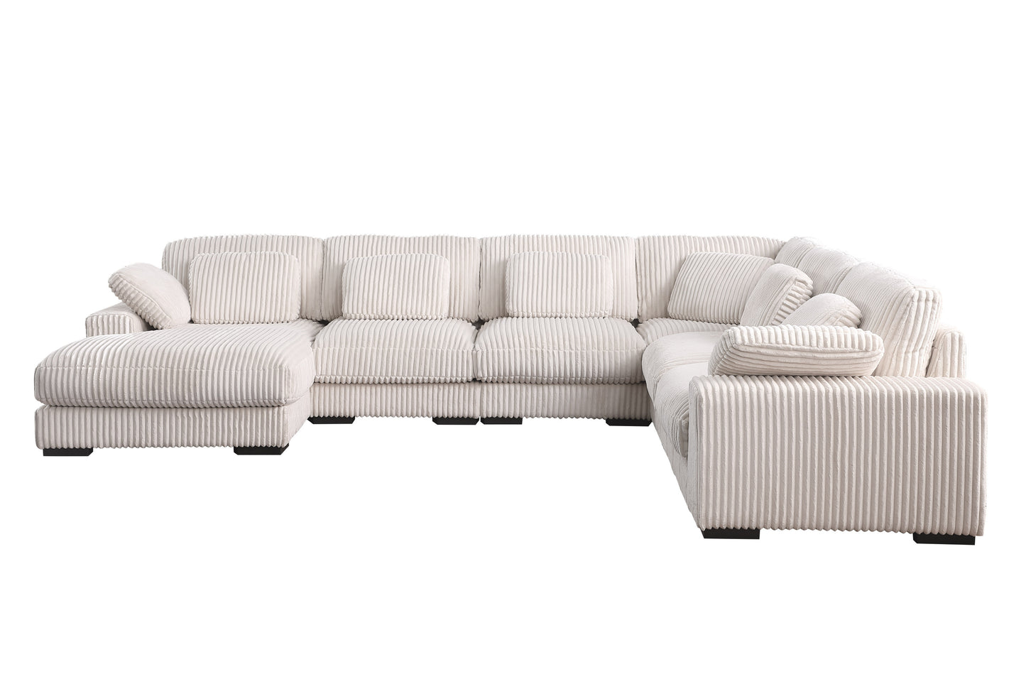 Nadine 155.5"W Beige Corduroy Corner Sectional Sofa with Left-Facing Chaise