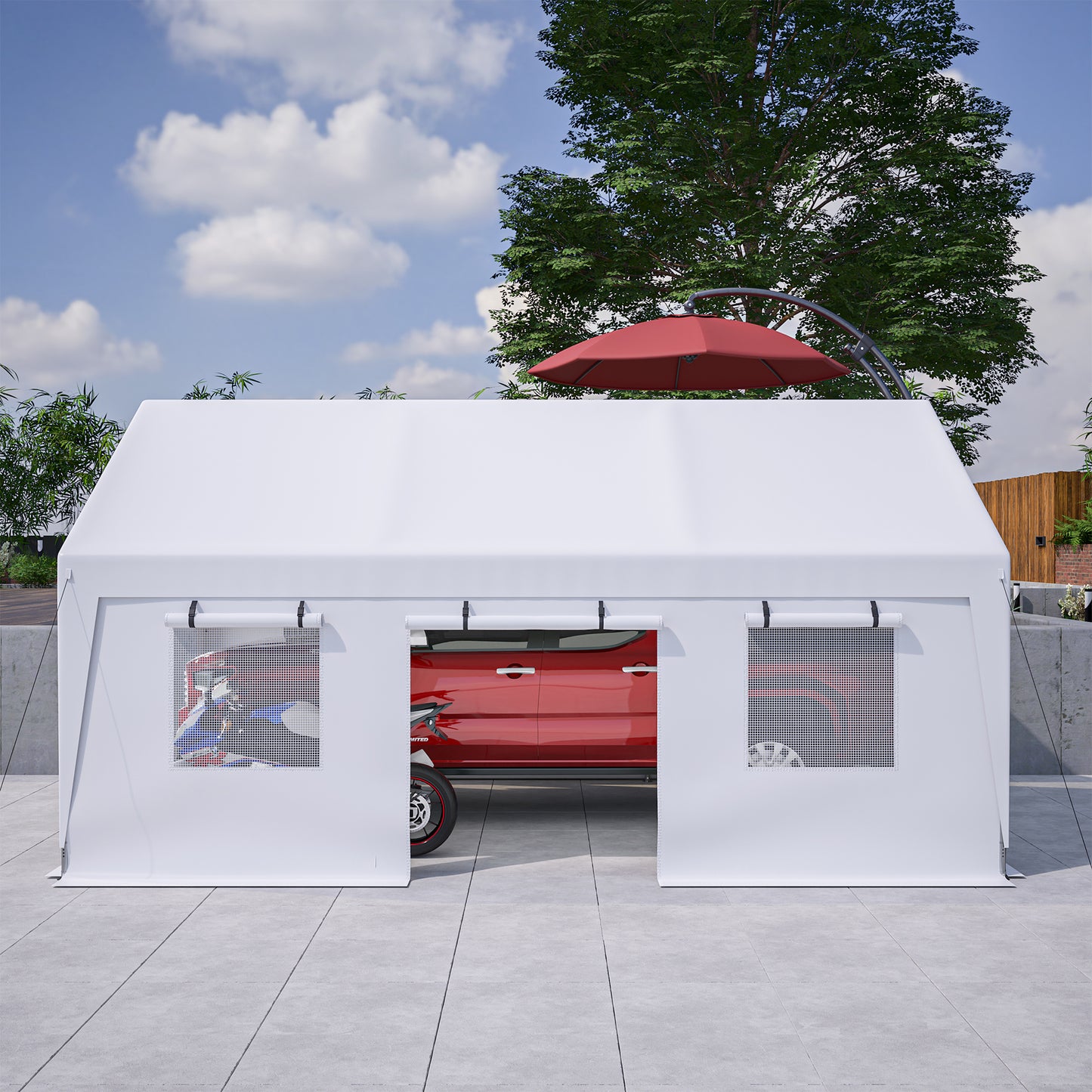 13x20 Heavy Duty Steel Carport Storage Canopy Garage Tent w/ Removable Sidewalls