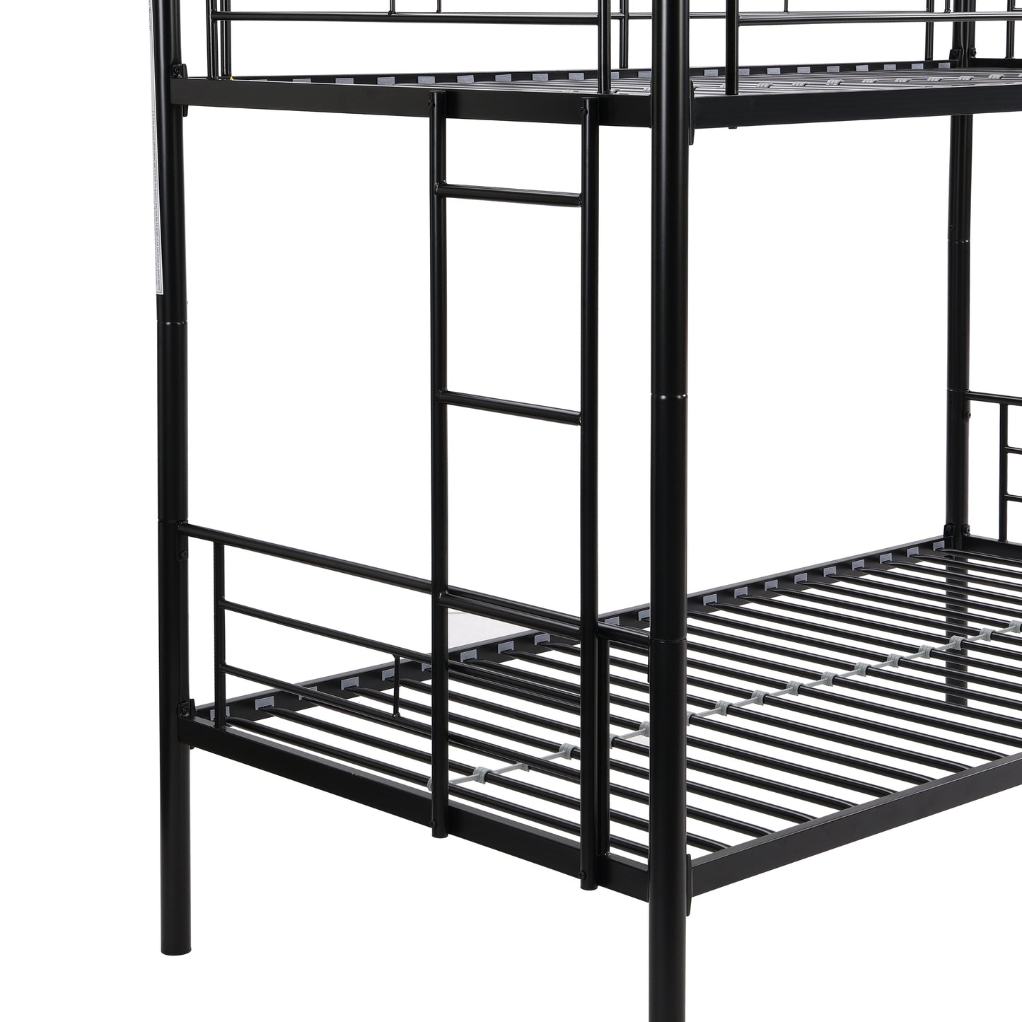 Bunk Bed Twin Over Twin Size with 2 Ladders and Full-Length Guardrail, Metal, Storage Space, No Box Spring Needed, Noise Free, Black