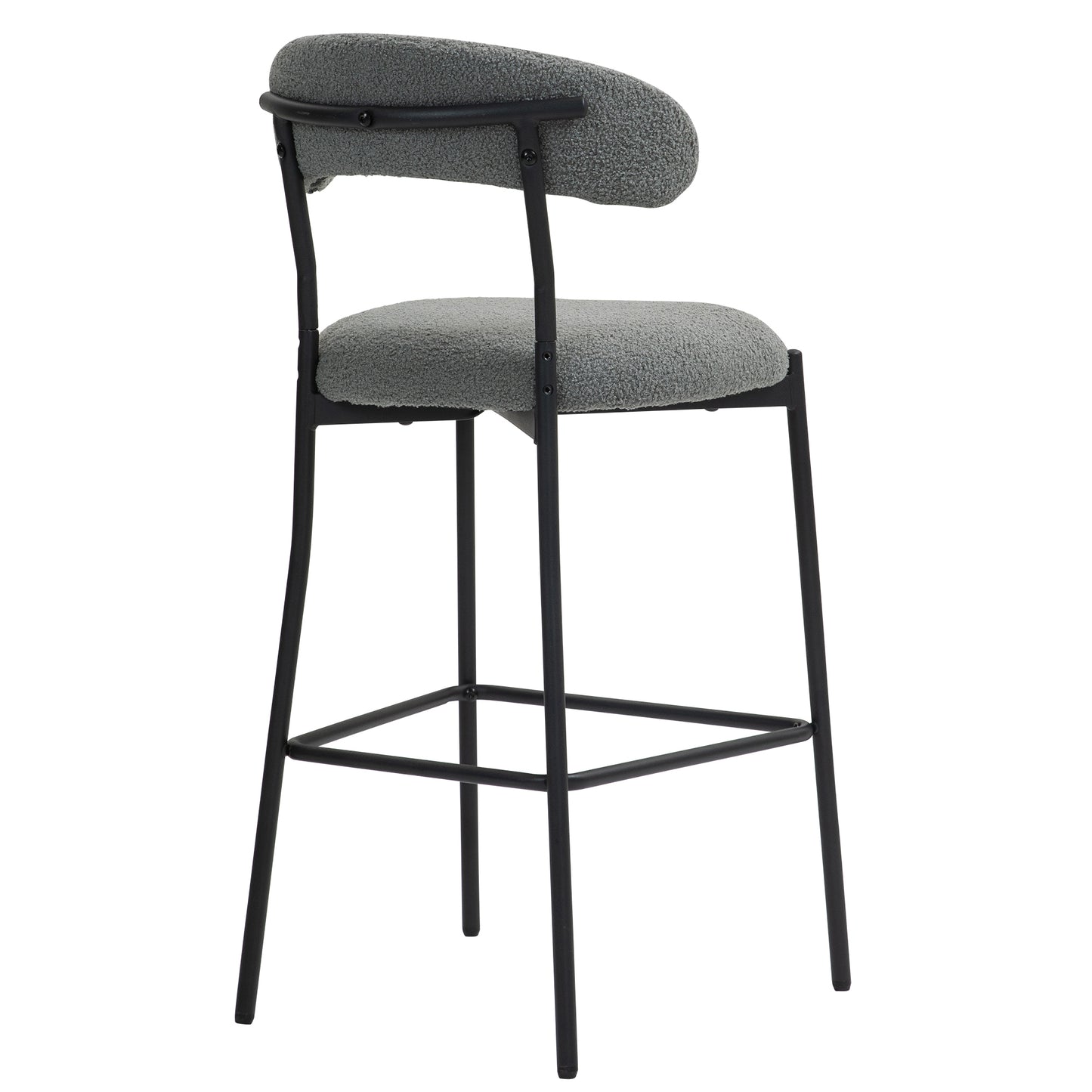 26'' Counter height bar stools Teddy fabric cover kitchen island counter bar stool with black powder coating base and footrest(Grey)