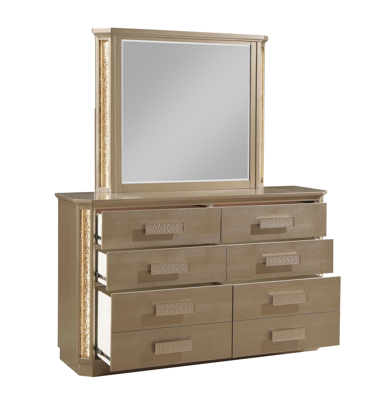 Queen 4PC Bedroom set Made with Wood in Gold