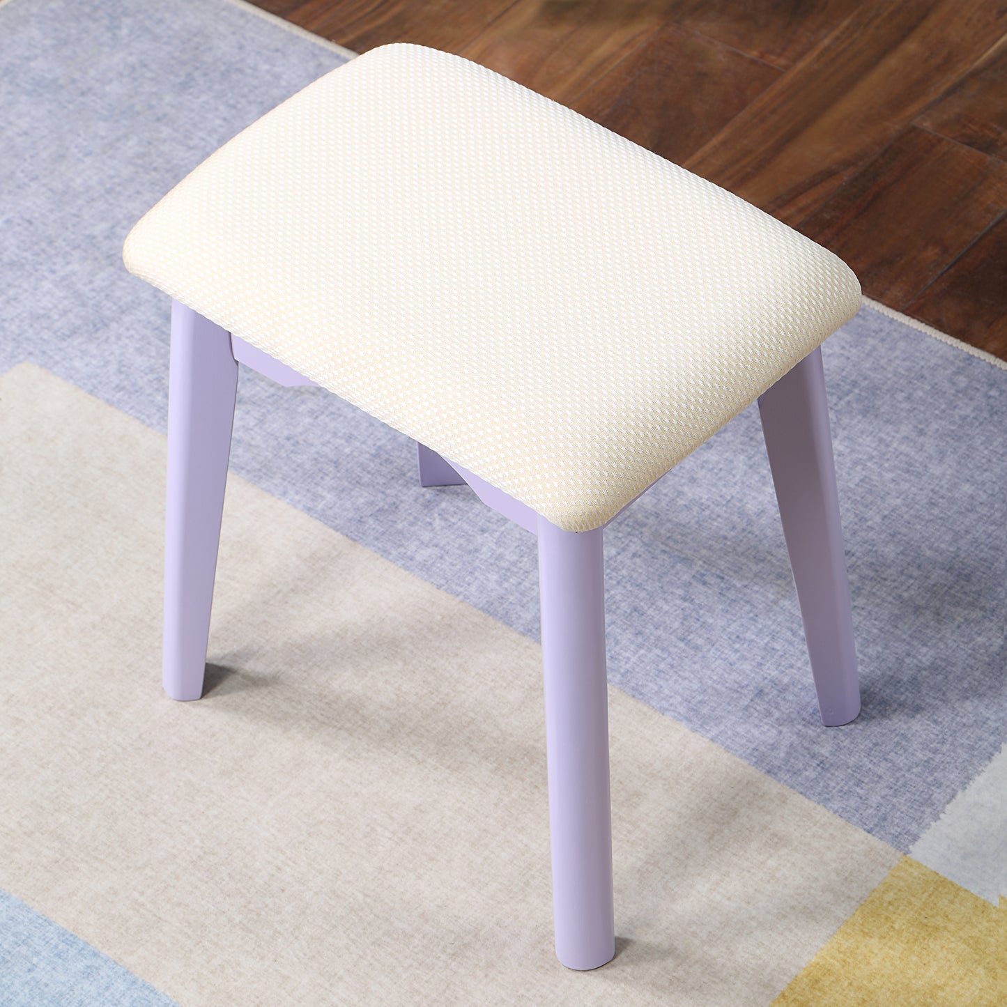 Maly Contemporary Wood Vanity and Stool Set, Purple