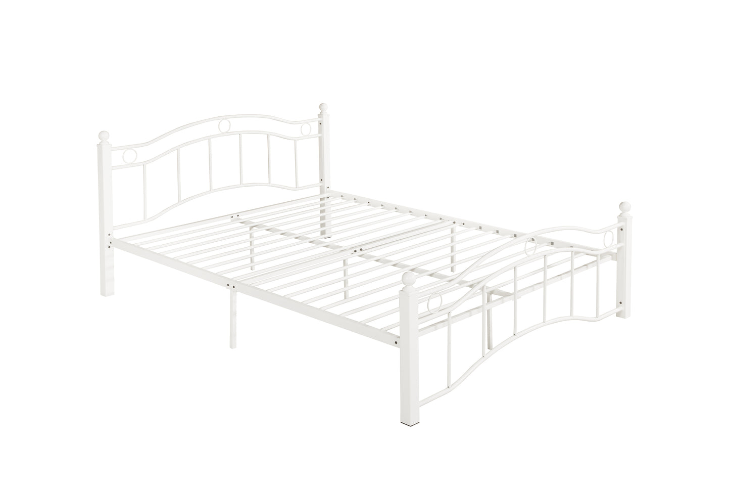 Queen Size Metal Bed Frame with Headboard and Footboard White