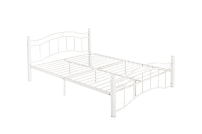 Queen Size Metal Bed Frame with Headboard and Footboard White