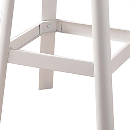 Natural and White Armless Bar Stool with Crossbar Support