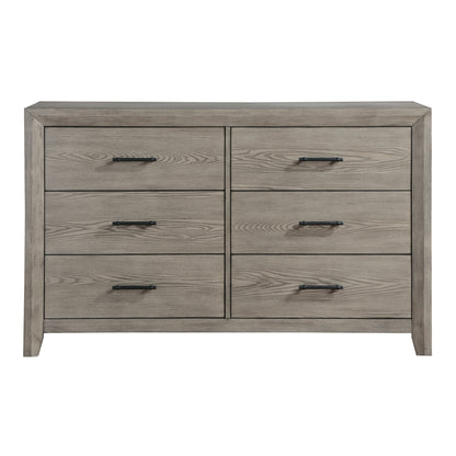 Modern Sleek Gray Finish 6-Drawers Dresser Durable Wooden Bedroom Furniture 1pc