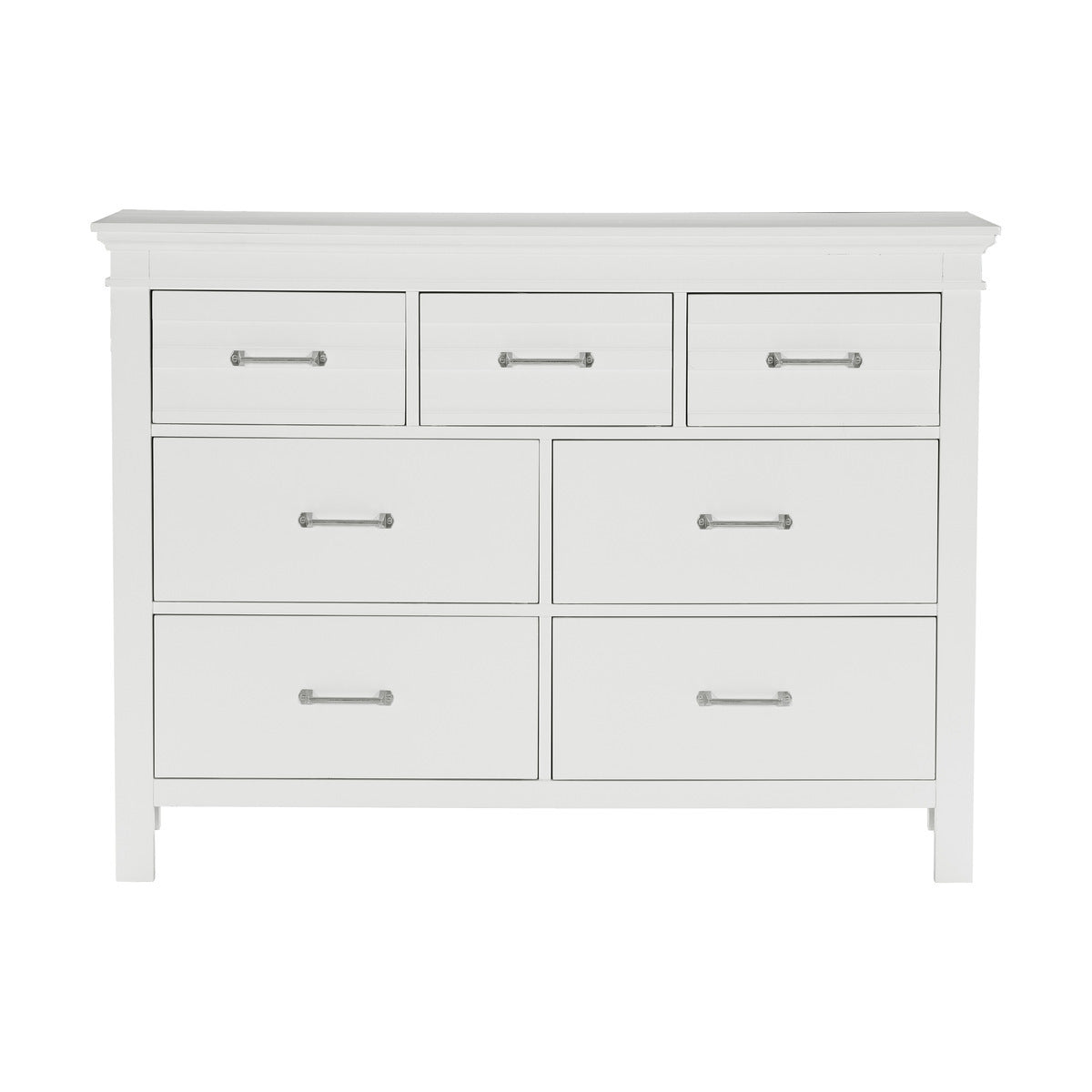 7 Drawers White Finish Dresser Transitional Style Wooden Bedroom Furniture 1pc
