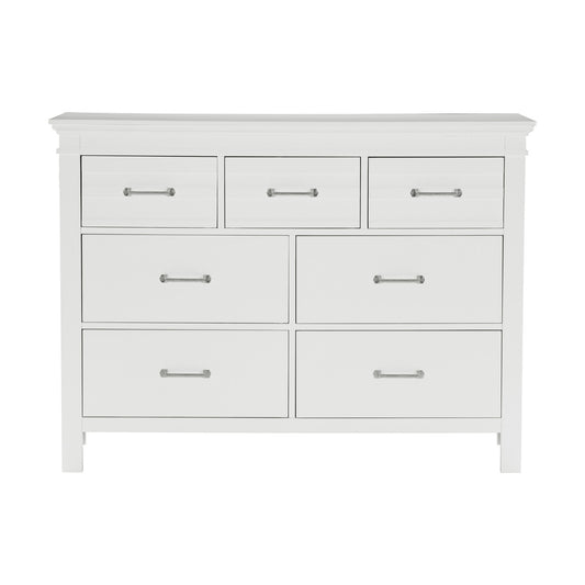 7 Drawers White Finish Dresser Transitional Style Wooden Bedroom Furniture 1pc