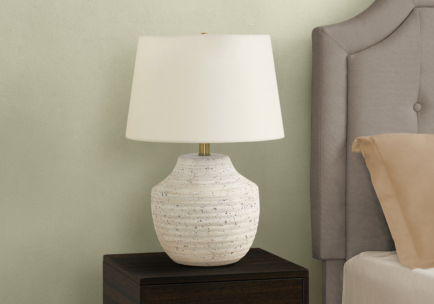 Lighting, 20"h, Table Lamp, Cream Concrete, Ivory / Cream Shade, Modern