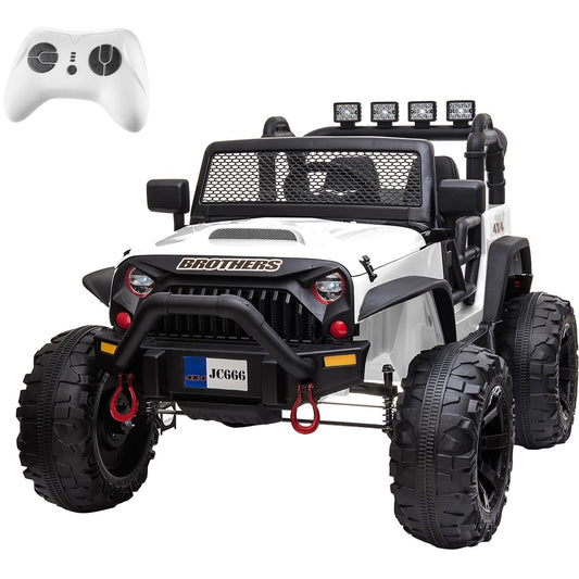 24V Ride on Car Truck with Remote Control, 2 Seater Kids Electric Car, Spring Suspension, 9Ah Battery Powered, 3 Speeds, Double Doors, Music Player