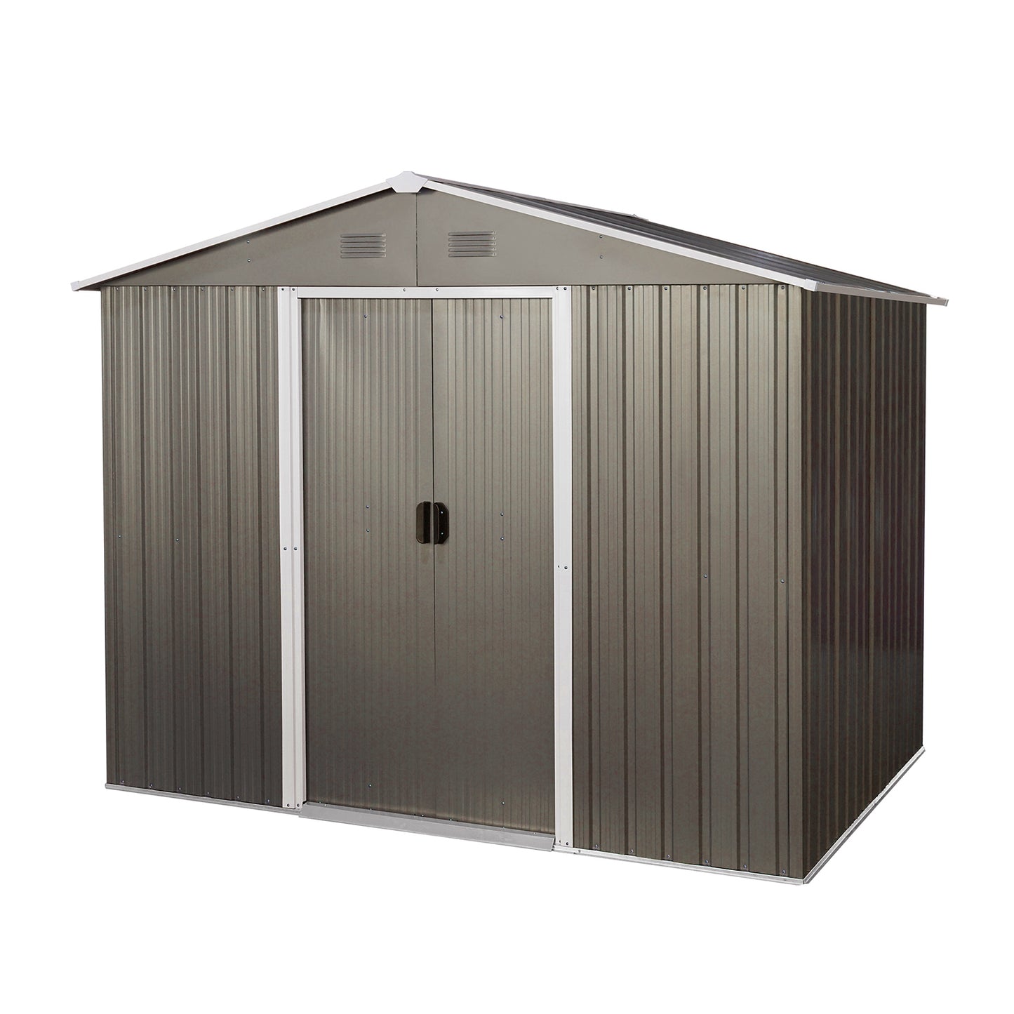 8ft x 6ft Outdoor Metal Storage Shed with Metal foundation,Gray (SKU: W540S00012)