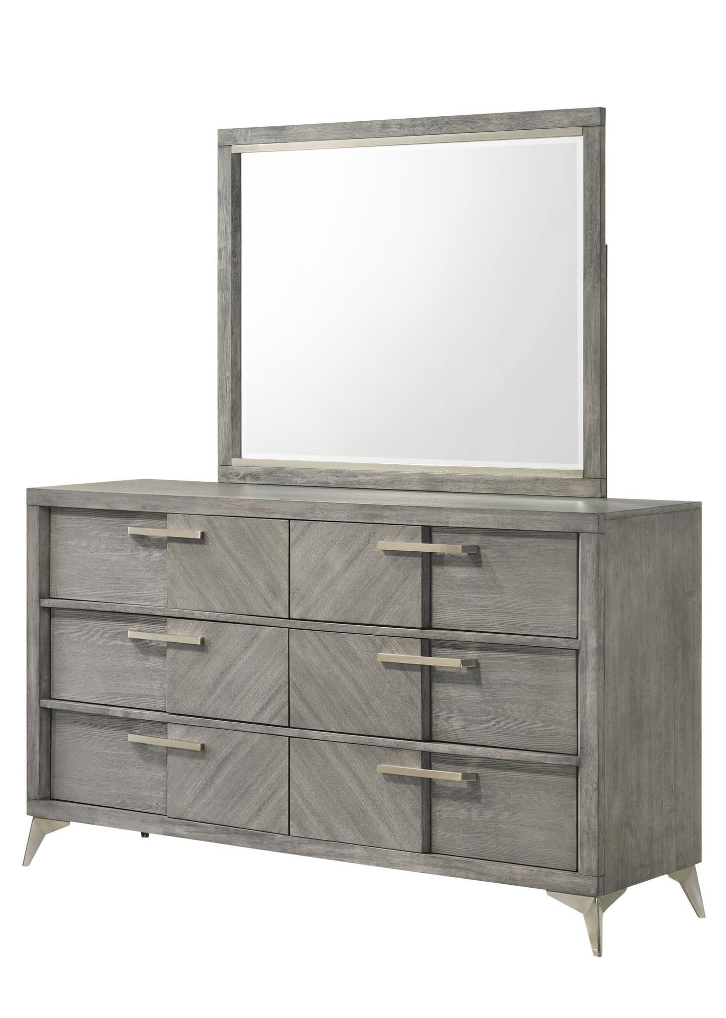 6 Drawer Dresser in Gray Book Matched Veneers