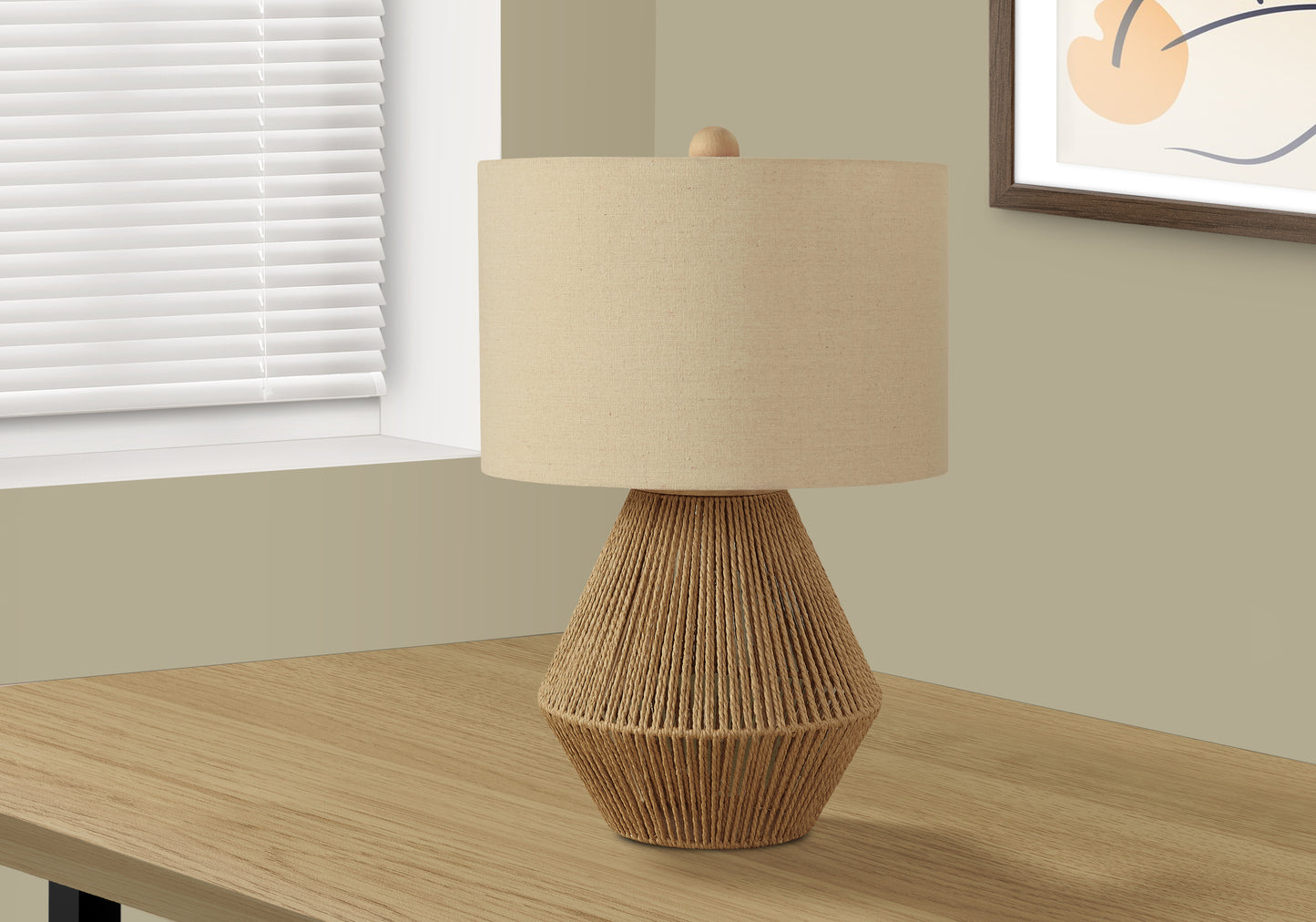 Lighting, 22"h, Table Lamp, Brown Rope, Beige Shade, Transitional