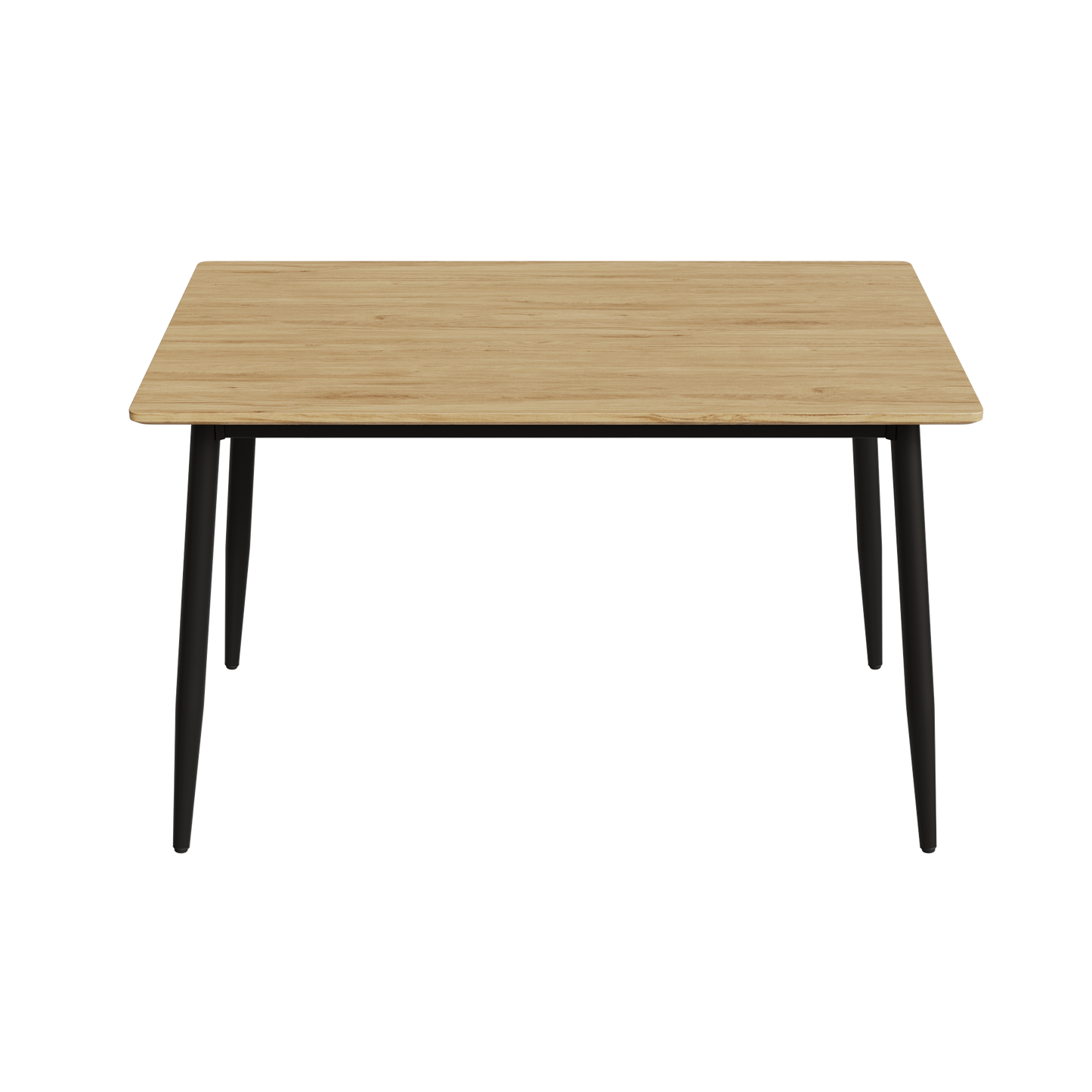 Modern minimalist wood grain tabletop dining table, stylish dining table, kitchen dining table, sturdy and durable, easy to assemble, black metal leg design, suitable for 4-6 people, suitable for home