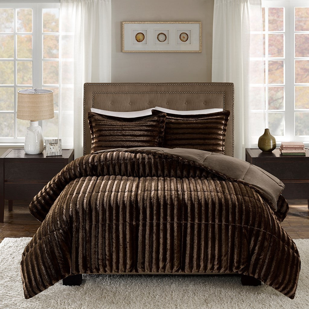 King/Cal King Faux Fur Comforter Mini Set