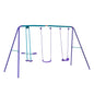 Outsunny Metal Swing Set with Glider, Two Swing Seats and Adjustable Height, Outdoor Heavy Duty A-Frame Suitable for Playground, Backyard, Purple