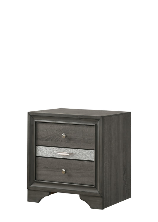 Traditional  2 Drawers Nightstand made with Wood in Gray