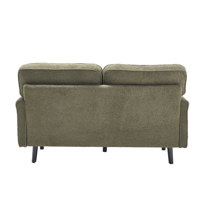 COOLMORE Loveseat Sofa, Mid Century Modern Love Seat, 2 Seater Sofa Couches for Living Room, Small Couch with USB & Removable Pillow Cover, Comfy Couch for Bedroom, Apartment (Green)