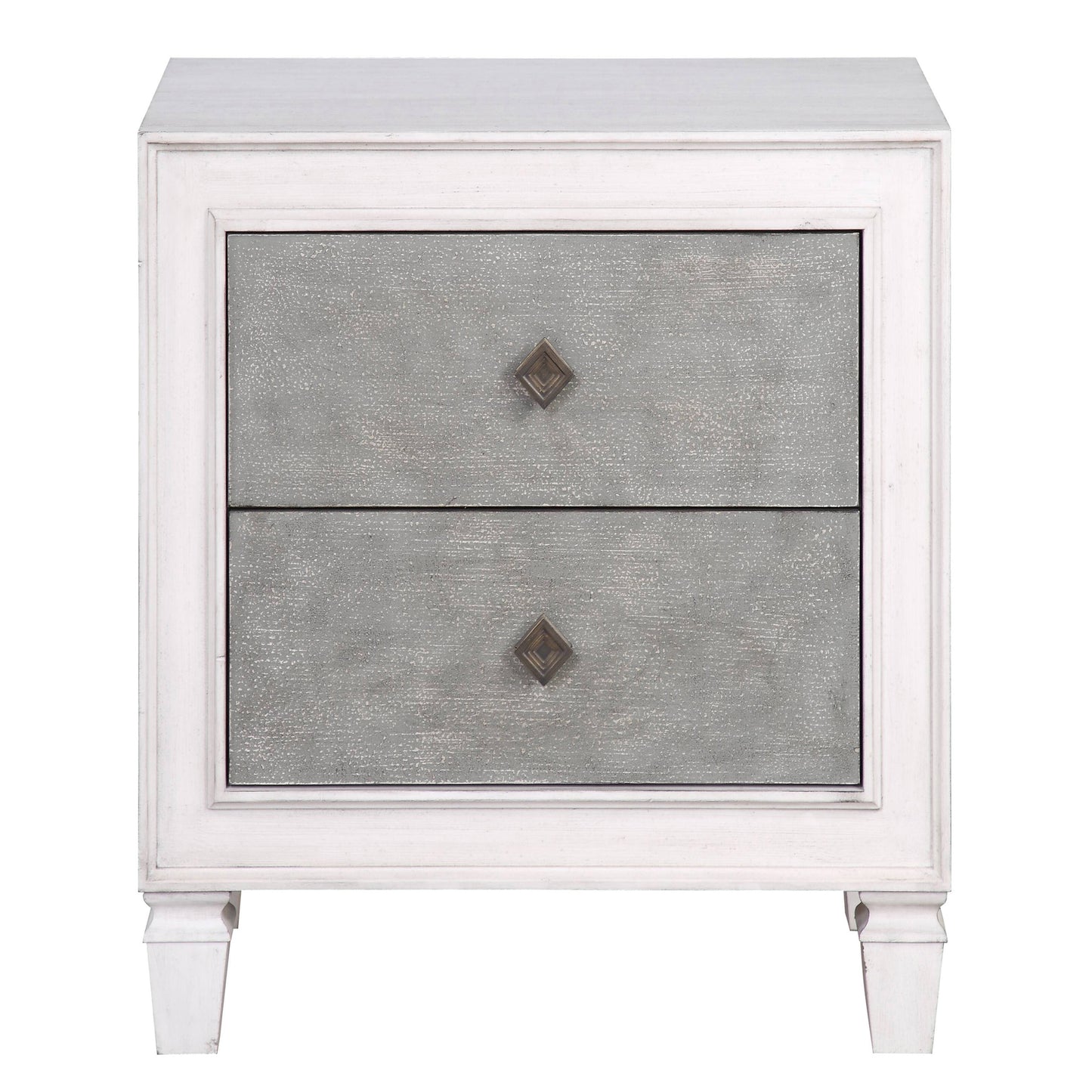 Rustic Grey and Weathered White 2-drawer Nightstand