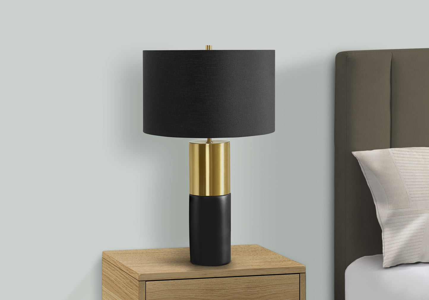 Lighting, 25"h, Table Lamp, Black Concrete, Black Shade, Contemporary