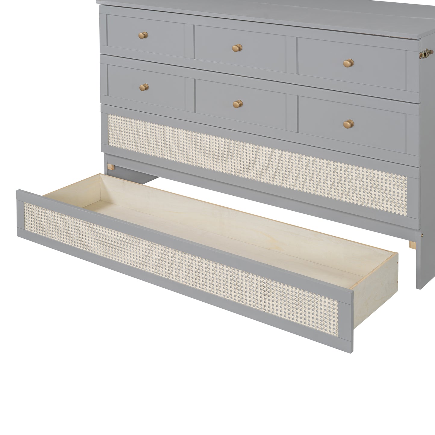 Queen Murphy Bed with Large Drawers,Gray