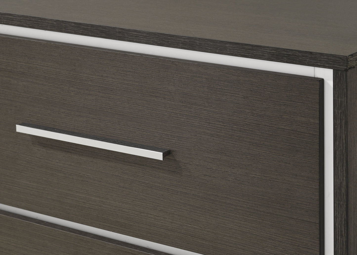 1pc Contemporary 2-Drawer Nightstand with Chrome Accents Gray Rustic Finish Bedroom Wooden Furniture