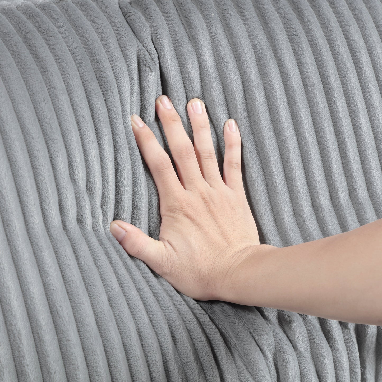 6pc Modular Sectional Set Gray Corduroy Upholstery 3x Armless Chairs 3x Corner Seats Soft Pillows Living Room Furniture