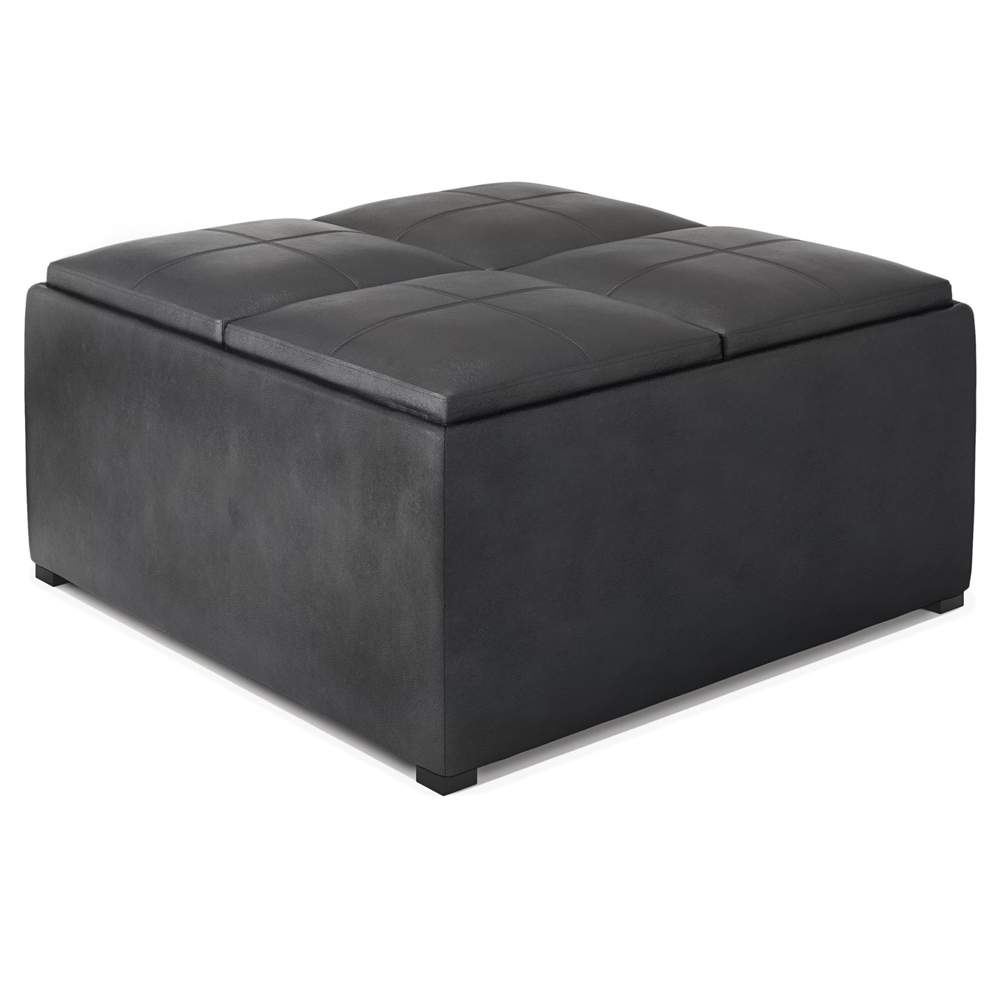 Avalon - Square Coffee Table Storage Ottoman - Distressed Black