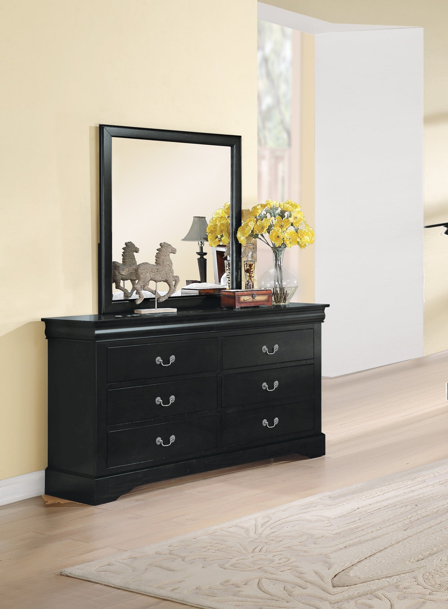 Louis Philippe III Black Finish Dresser