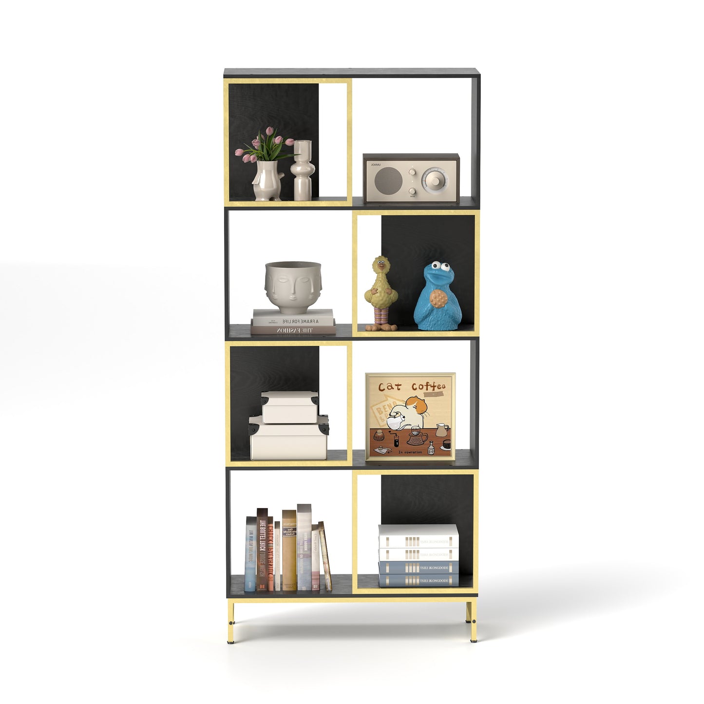 4-Tier Storage Shelves, Bookcase Display Storage Shelf Corner Shelf for Small Space, Living Room